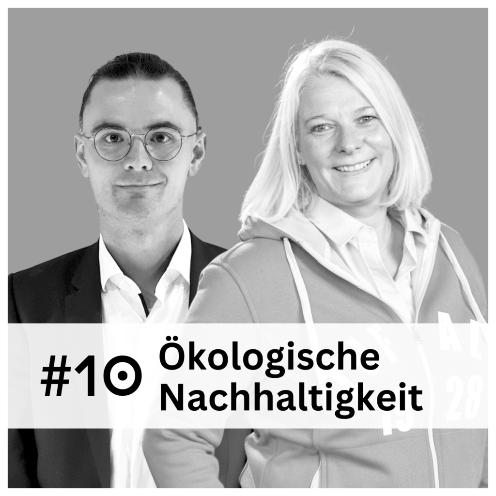 Steffen Landsiedel und Maja Heimerl auf dem Cover der Podcastfolge "Ökologische Nachhaltigkeit"