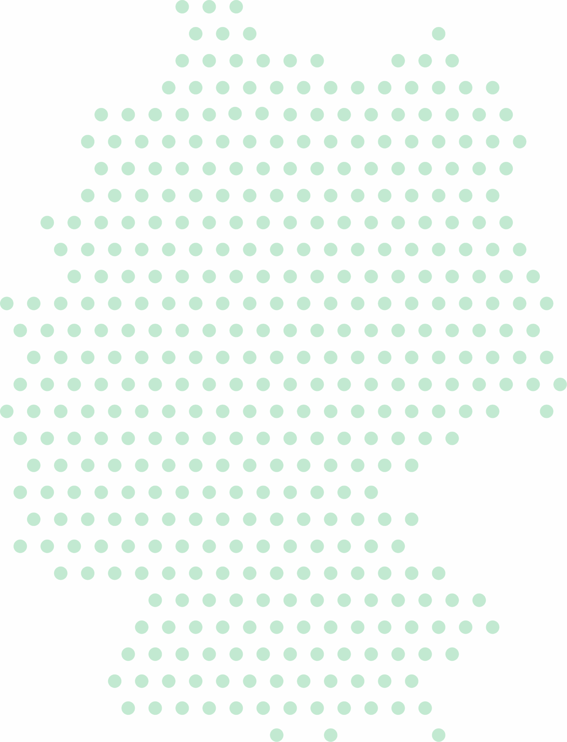 Ein Kartenumriss von Deutschland wird durch gleichmäßig verteilte hellgrüne Punkte auf weißem Hintergrund gebildet. Der minimalistische, abstrakte Stil hebt die erkennbare Form des Landes hervor. - NG.network